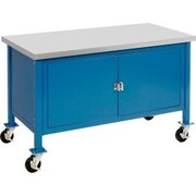 GLOBAL EQUIPMENT Mobile Cabinet Workbench - Laminate Square Edge, 72"W x 30"D, Blue 249204BL